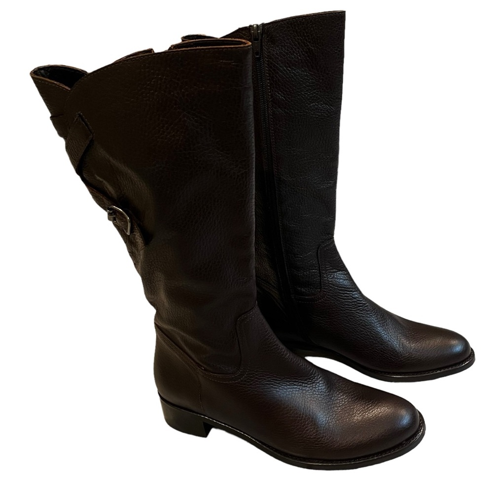 NWOT, Sesto Meucci Brown Pebbled Leather Riding Boots, Sz EU 37 - Picture 4 of 15